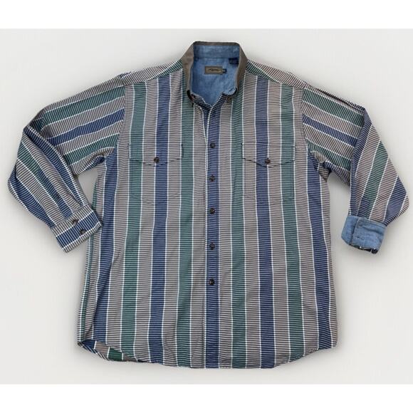 Roper Other - VTG Roper Men’s Striped Western Shirt XL Long Sleeve Button Up Flip Cuff Rodeo